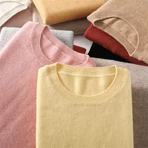 Winter OEM ODM Custom Fashion Casual Solid Color Bottom Round Neck Pullover Knit Top Oversized Wool Women's Sweater