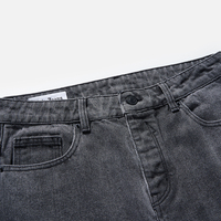 Jean Carpenter Homme Personnalisé en Denim Délavé Charbon, Coupe Droite Décontractée, OEM Marque Privée 4C732