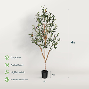 Cây ô liu nhân tạo giả lớn, cao 6 feet, thân gỗ tự nhiên và quả cây sống động như thật, dùng được trong nhà và ngoài trời - Product Image 3