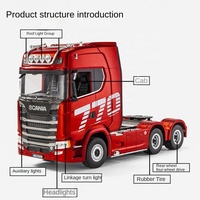 Camion RC en alliage AiJH 19CH 2.4GHZ 1:18 avec remorque, camion RC d'ingénierie pour promotion en supermarché, tracteur télécommandé HUINA