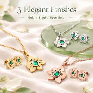 Conjunto de Joyería Clásico y Popular para Mujer con Diseño de Flores Huecas, Colgante de Flor con Corte Calado y Pendientes con Forma de Flor - Product Image 3