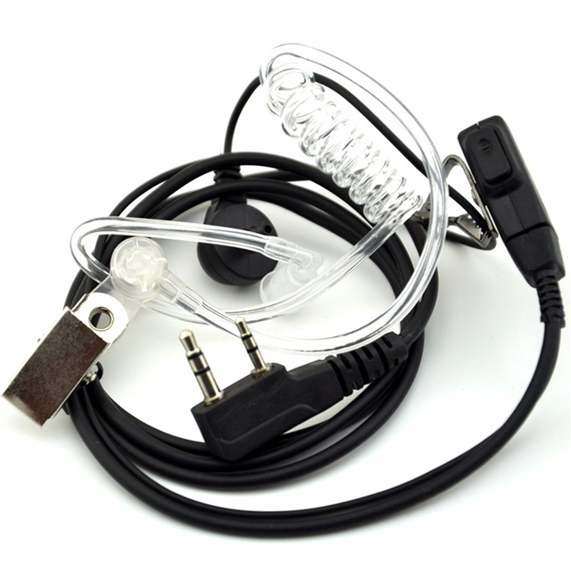 Walkie Talkie Earphone Air Acoustic Tube Earpiece Baofeng Radio 2 Pin PTT Transparent Headset Microphone K Port UV-5R 888S