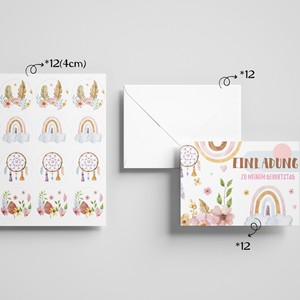 Cartes d'invitation d'anniversaire, design floral arc-en-ciel, finition mate, invitations en papier personnalisables pour la décoration de fête - Product Image 2