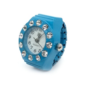 Vingerringhorloge Mode roestvrij staal ronde wijzerplaat Arabische cijfers Quartz elastisch minihorloge voor dames - Product Image 5