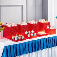 Porte-vêtements moderne en plastique rouge écologique présentoir en acrylique pour dessert banquet buffet pause thé table de rangement pour vêtements