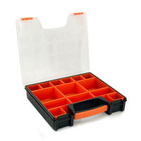 Boîte de rangement pour quincaillerie avec séparateurs, 14 compartiments pour vis, écrous, clous, boulons, organisateur de compartiments, couvercle transparent