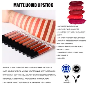 Makeup factory custom lipstik halal, tahan lama label pribadi mewah tahan air velvet matte nude