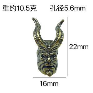 Sculpture de tête de <span class=keywords><strong>Hellboy</strong></span> à cornes en laiton, perles de couteau, accessoires pour extérieur, EDC, DIY, paracorde, pendentifs de lampe torche, breloques de bijoux - Product Image 3