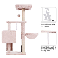Fabricant d'arbre à chat en peluche rose crème de luxe personnalisé vente en gros de grande tour d'arbre à chat robuste meilleur vendeur grattoir pour chats