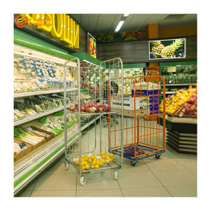 जस्ती सुपरमार्केट परिवहन समायोज्य <span class=keywords><strong>3</strong></span> पक्षों वायर कार्गो भंडारण रोल हैंडलिंग ट्रॉली - Product Image 2