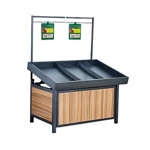 ชั้นวางผักและผลไม้สแตนเลสแบบติดผนังด้านเดียว ดีไซน์<span class=keywords><strong>ไม้</strong></span>ตกแต่งตามสั่ง สำหรับซูเปอร์มาร์เก็ตและร้านค้า - Product Image 5