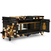 Armoire de rangement de luxe grande capacité et durable, édition limitée exclusive, buffet avec intérieur en verre fumé et laiton plaqué or