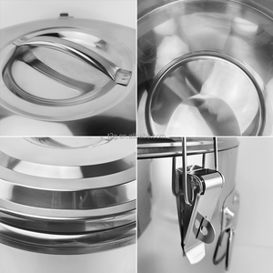 Stainless Steel Airtight <b>Storage</b> <b>Container</b> with Clasp Lid Cylinder Shape Moisture Proof Food Preservation <b>Kitchen</b> Use - Product Image 4