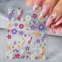 Autocollants pour ongles en relief 5D, fleurs de marguerite, pétales, été, autocollants pour manucure colorés, décalcomanies en plastique, fleurs en relief, art de la manucure, gels