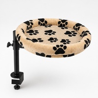 Hamac pour chat surélevé de 30 cm, rotatif à 360°, pliable, en flanelle pelucheuse, à fixation par pince pour bureau, gain de place