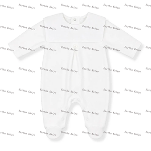 Tutina Neonato Personalizzata 100% Cotone con Colletto alla Marinara, Pagliaccetto a Maniche Lunghe per Neonato, Tutina Intera per Neonato - Product Image 4