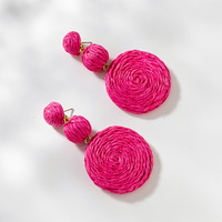 Tempérament Klein bleu gourde forme ronde tressé raphia herbe boucles d'oreilles élégant dame raphia herbe boucles d'oreilles pour les femmes 2025