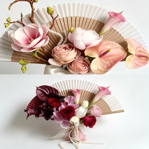 Éventail <span class=keywords><strong>de</strong></span> <span class=keywords><strong>mariée</strong></span> en fleurs artificielles, <span class=keywords><strong>bouquet</strong></span> d'éventails portables avec arrangement floral pour la cérémonie et les séances photo <span class=keywords><strong>de</strong></span> la <span class=keywords><strong>mariée</strong></span> - Product Image 5