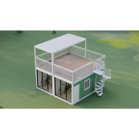 Maison Modulaire Préfabriquée à Deux Unités avec Toit en Verre, Terrasse, Pergola, Structure en Acier, Escalier en Spirale, Style Moderne