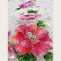 Tissu en tulle perlé avec applique pivoine 3D style chinois, broderie de fleurs dégradées à sequins pour robe de cérémonie