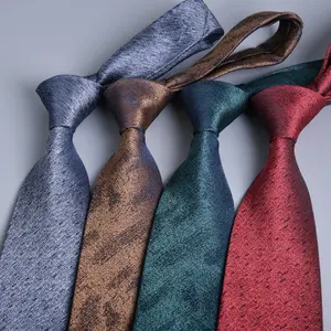 Simple design high quality 1200 needles dark yellow green plain male neckties 8cm stock business neck ties for men
