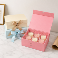 Boîte à bougies rigide magnétique pliable haut de gamme avec matériaux recyclés et insert en mousse, logo personnalisé, vente en gros, faible MOQ, emballage
