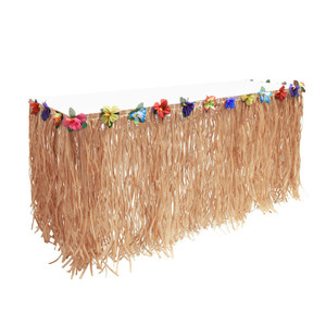 Falda de <span class=keywords><strong>mesa</strong></span> hawaiana Faldas de <span class=keywords><strong>mesa</strong></span> de hierba marrón <span class=keywords><strong>para</strong></span> falda de <span class=keywords><strong>mesa</strong></span> de fiesta de banquete de cumpleaños - Product Image 5