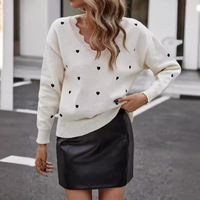 Pull décontracté pour femmes en gros, automne, nouveau, motif à pois, col en V, grande taille, cardigan ample