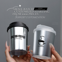 Gobelet en plastique jetable personnalisé avec logo, 90 mm, 500 ml, qualité alimentaire, gobelet en PP argenté métallisé, gobelet à bulles, gobelet à jus, gobelet argenté métallisé