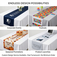 Ensemble chemin de table et nappe personnalisés, housses promotionnelles pour présentation de marque pour les boutiques éphémères et les festivals