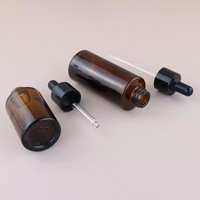 Bouteille en verre givré de forme ronde pour emballage personnalisé de sérum cosmétique, soins de la peau, huile essentielle