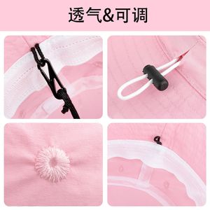 Bucket Hat Breathable Sunshade Adjustable Fishing Hat Outdoor Hiking Hat Solid Color Multiple Colors Available - Product Image 3