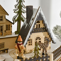 24 Compte à rebours Calendrier musical de l'Avent en bois Led Noël Scène de village de l'Avent Décoration en bois de Noël