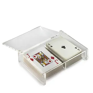 Clear Acrylic Twin Playing Card Case Crystal Playing Card Display 2 Deck Case Acrylic Box For 2 Playing Card Decks