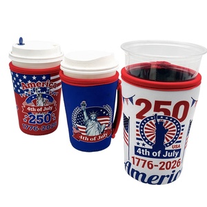 Funda térmica para taza <span class=keywords><strong>de</strong></span> café con asa, diseño 4 <span class=keywords><strong>de</strong></span> julio, soporte para taza, Koozy personalizado, funda para café con logo personalizado, Koozy para café helado, Koozy en blanco - Product Image 1
