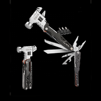 18 1 Pince de poche industrielle Clé à molette Marteau Scie Tournevis Couteau Sifflet-Outil polyvalent pour la survie sur le terrain en plein air Camping