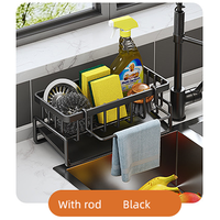 Support à éponges multifonction moderne pour évier de cuisine, en acier inoxydable antirouille, avec plateau d'égouttage autonettoyant pour séchage de vaisselle