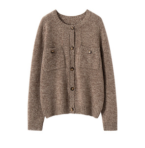 Cárdigan de Punto de Cachemira Estilo Tweed Informal para <span class=keywords><strong>Mujer</strong></span> con Bolsillo y Botones - Product Image 1