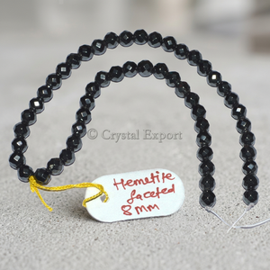 Perles facettées en hématite, brins de 8 mm - crystalexport.com |   Disponible dans de nombreuses couleurs pour la fabrication de bijoux - Product Image 3