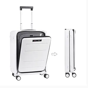 PP front open foldable luggage with laptop bag 2023 new fashion traveling suitcase space save trolley bag 20 inch