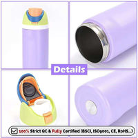Bouteille d'eau isotherme en acier inoxydable avec logo personnalisé, 12oz, 16oz, 24oz, 32oz, double couvercle 2-en-1, sans BPA, avec poignée de transport, anti-fuite