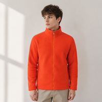 Veste technique en polaire pour homme, col roulé, fermeture éclair intégrale, couleur unie, décontractée, hiver, imperméable, écologique, personnalisable avec étiquette privée sur le devant
