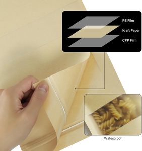 Custom Biodegradable Laminated Kraft Paper Bags <b>Ribbon</b> Food Grade Stand-up Zip Lock Packaging for Sugar Pizza Pet Food Chewing - Product Image 3