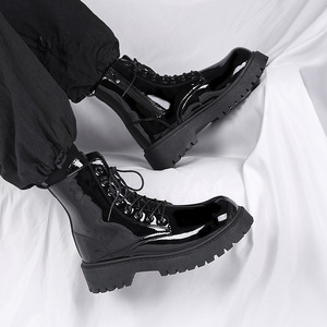Bottes de travail moto noires brillantes été 2026, montantes, respirantes, en cuir souple, imperméables, décontractées - Product Image 3