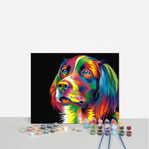 Meilleur Kit de <span class=keywords><strong>Peinture</strong></span> par Numéros DIY pour Débutants – Toile Carrée Animale <span class=keywords><strong>Abstraite</strong></span> Colorée (Chien) à Peindre à la Main – <span class=keywords><strong>Facile</strong></span> à Créer des Œuvres d'Art de Style Américain - Product Image 4