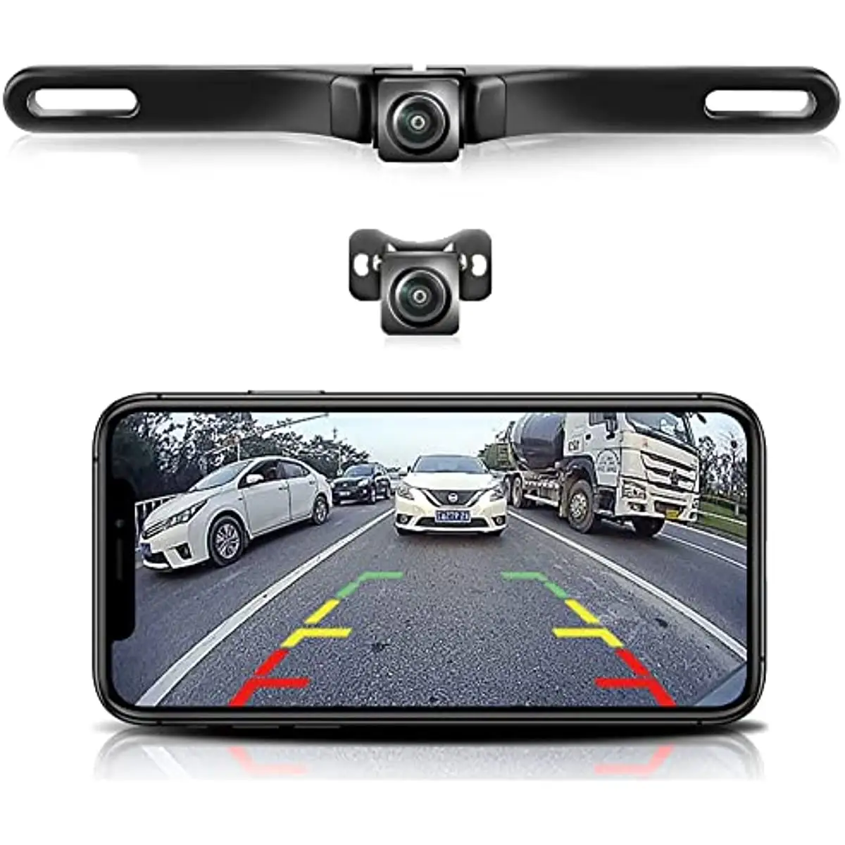 Caméra de recul sans fil WiFi 5G 720P HD plaque d'immatriculation de voiture caméra de recul arrière/avant pour iPhone iPad Android