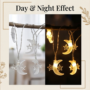Lampada LED USB Decorativa Islamica da Tavolo, 6m, 40 LED, <span class=keywords><strong>con</strong></span> <span class=keywords><strong>Stella</strong></span> e Luna Crescente in Plastica per Decorazioni Ramadan, Matrimoni, Paesaggi e Casa - Product Image 2