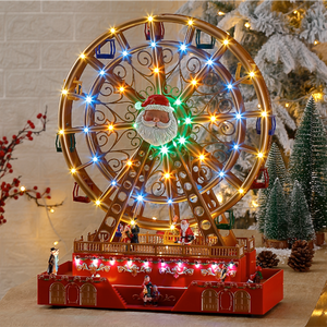 Vente en gros de boîte à musique en forme de grande roue de Noël avec lumière LED colorée et mouvement pour la décoration de Noël, jouet et cadeau - Product Image 2
