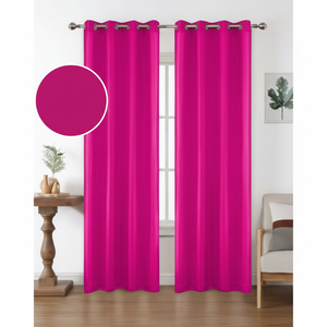 Cortinas de poliéster rosa de 140x228 cm al por mayor con 8 ojales decoración del hogar para cenefas de ventana elegantes - Product Image 1