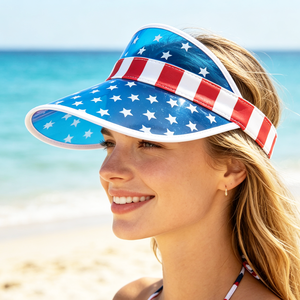 Visera con Bandera Americana de EE. UU. para Mujer y Hombre, Visera de Playa Patriótica de PVC, Protección UV, para el 4 de <span class=keywords><strong>Julio</strong></span>, Golf, Tenis, Verano - Product Image 2